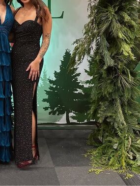 Lulu's Black Sparkle Evening Dress